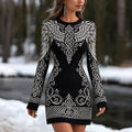 Women's knit mini dress with Celtic knot and wing motifs