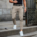 Slim Fit Check Chino Trousers with Tapered Leg