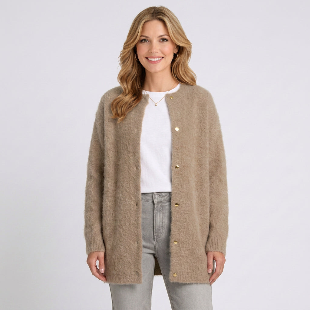 Textured Longline Cardigan – Button Front Layering Style