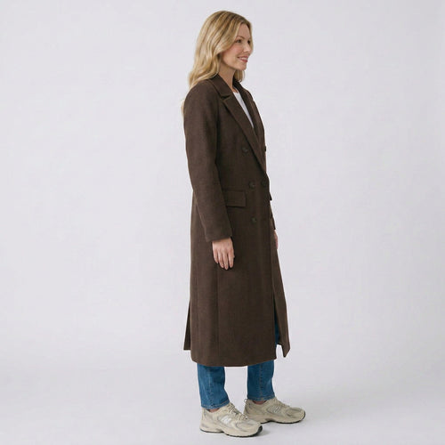 Double Breasted Longline Coat – Classic Tailored Style