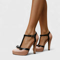 Platform Heels Women’s Ankle Strap Bow Court Shoes