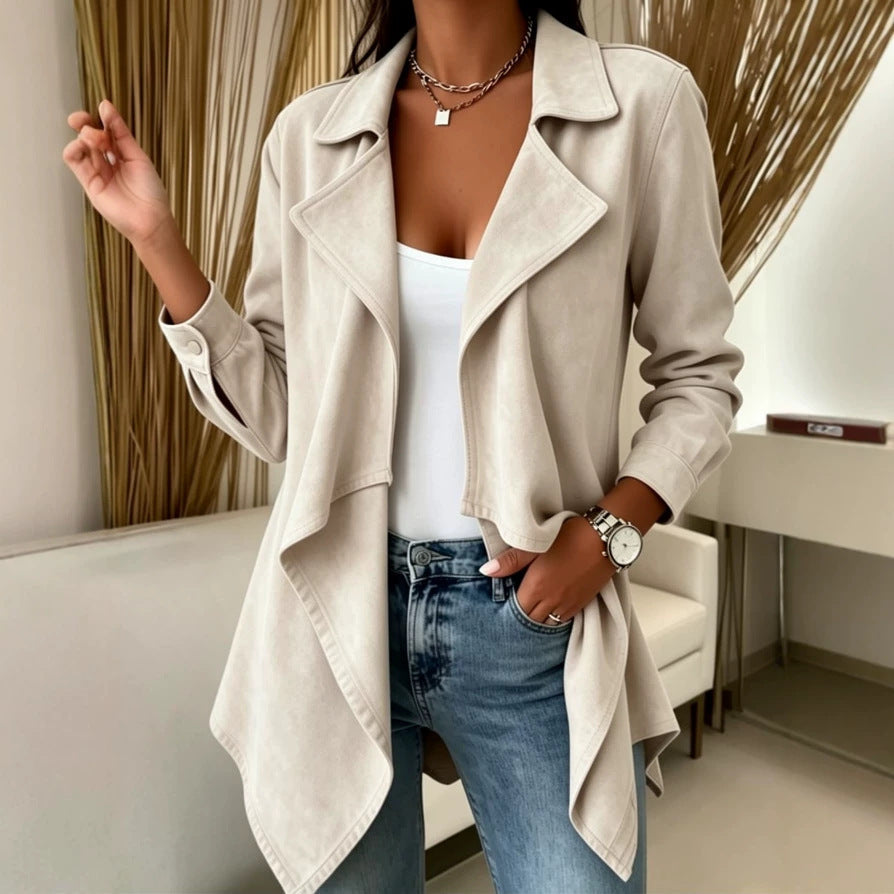 Women's Suede-Look Waterfall Open Front Jacket
