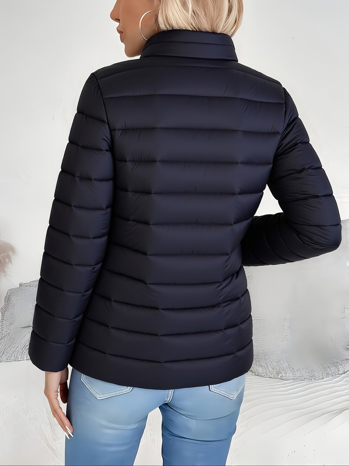 Women’s Lightweight Quilted Stand Collar Puffer Jacket