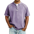 Oversized Washed Henley T-Shirt with Raglan Sleeves