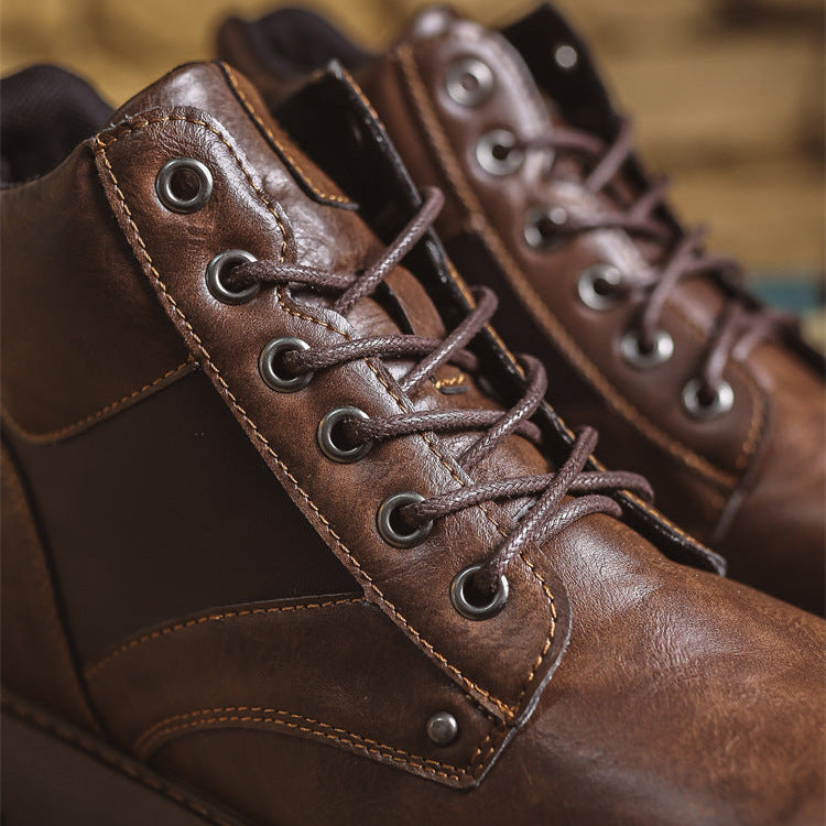 Men's Two-Tone Lace-Up Casual Ankle Boots