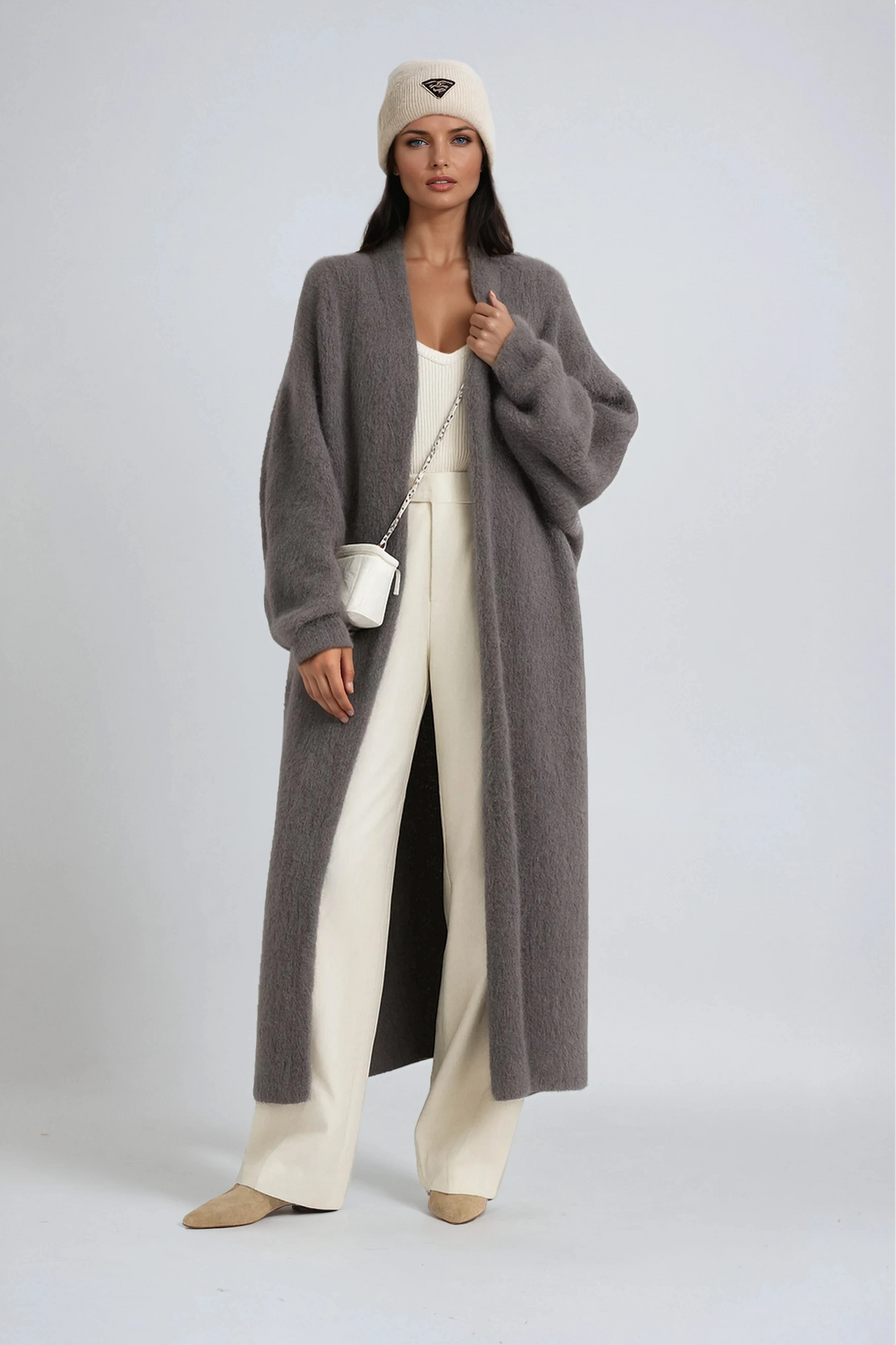 Women's Oversized Longline Open-Front Knit Cardigan