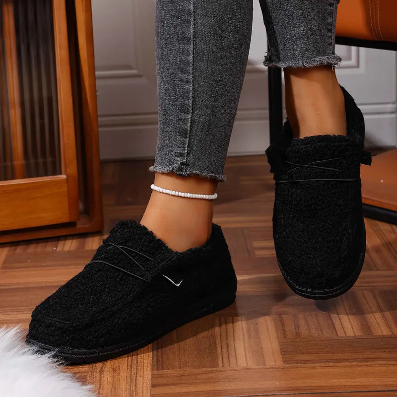 Women's Cozy Sherpa Slip-On Moc Toe Loafer Sneakers