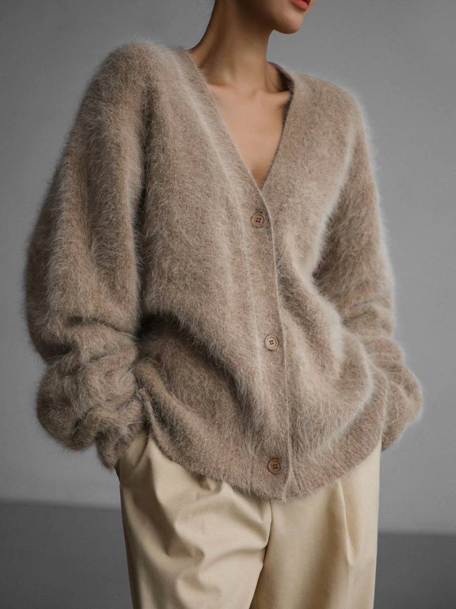 Women's Fuzzy Off-Shoulder Cropped Cardigan