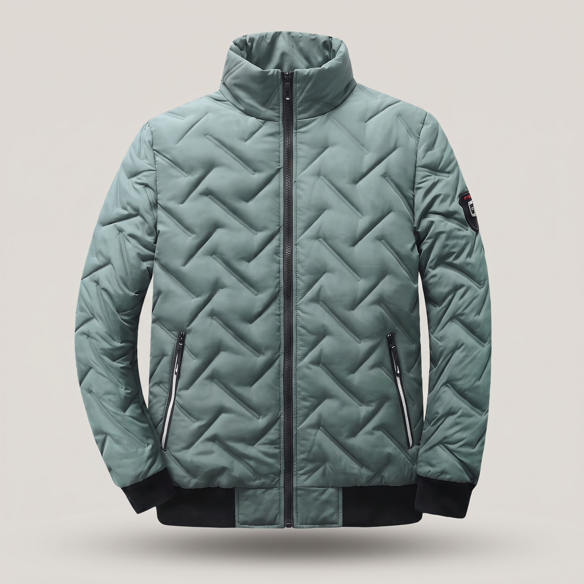 Men's Chevron Quilted Zip-Up Bomber Jacket
