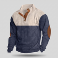 Pull à empiècements de couleur pour homme avec patte de boutonnage à boutons-pression et coudières