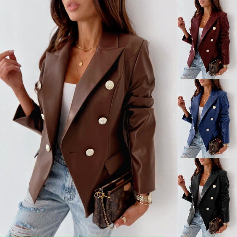 Women's Double-Breasted Button Tailored Blazer