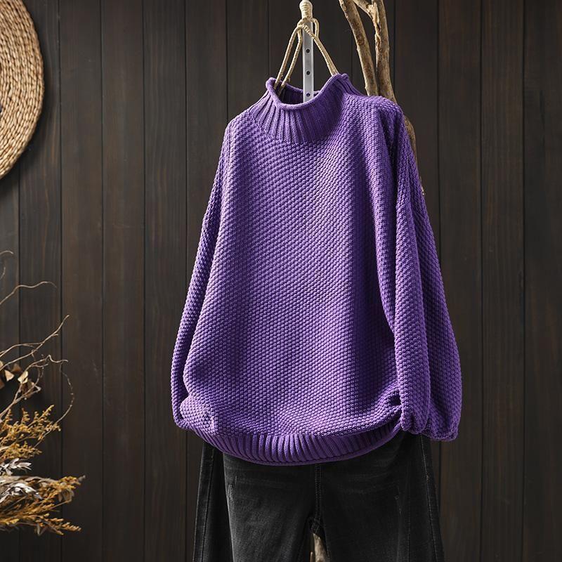 Women's Oversized Mock Neck Waffle Knit Sweater
