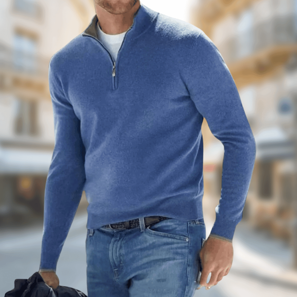 Men’s Fine Knit Quarter Zip Pullover Sweater