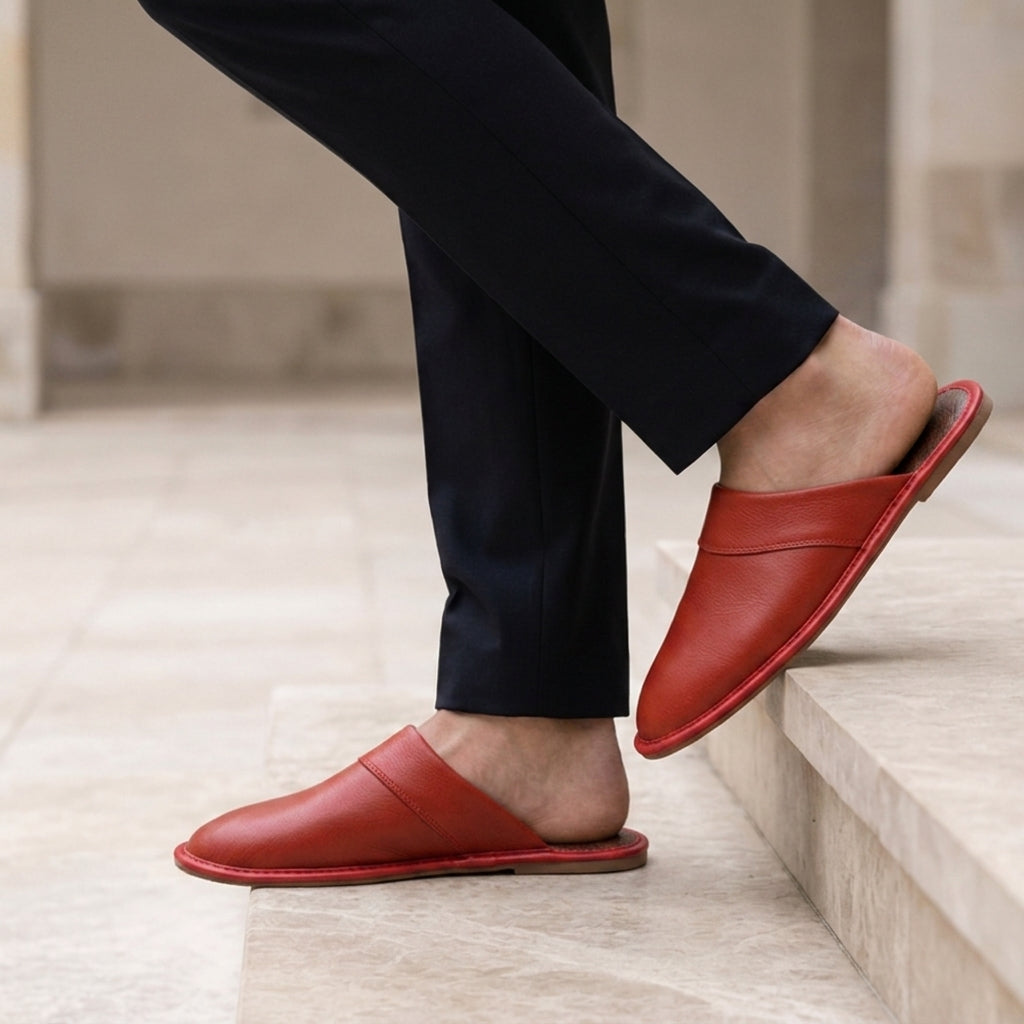 Men's Leather Slip-On Mule Loafers
