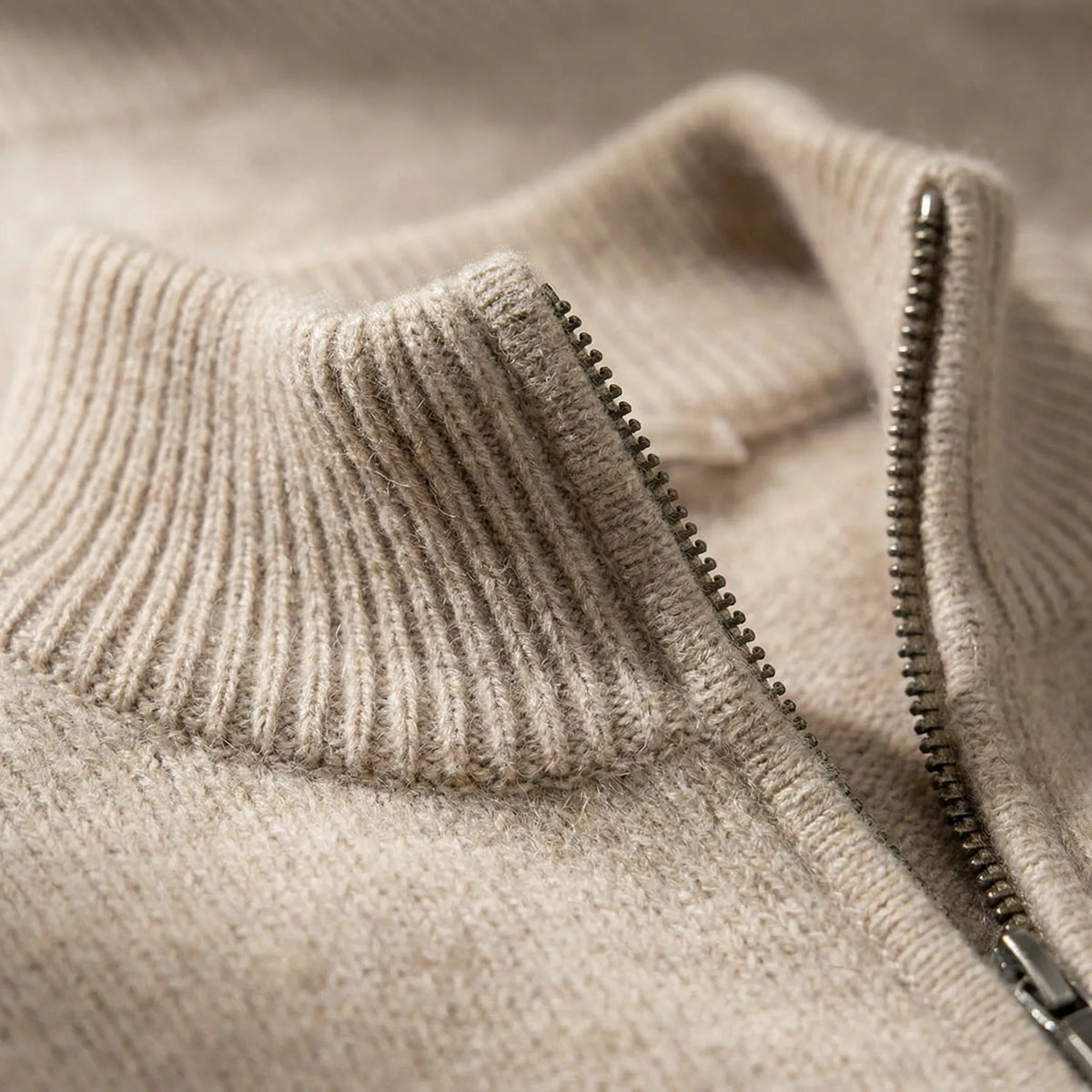 Men's plain knit cardigan with mock neck and full front zipper
