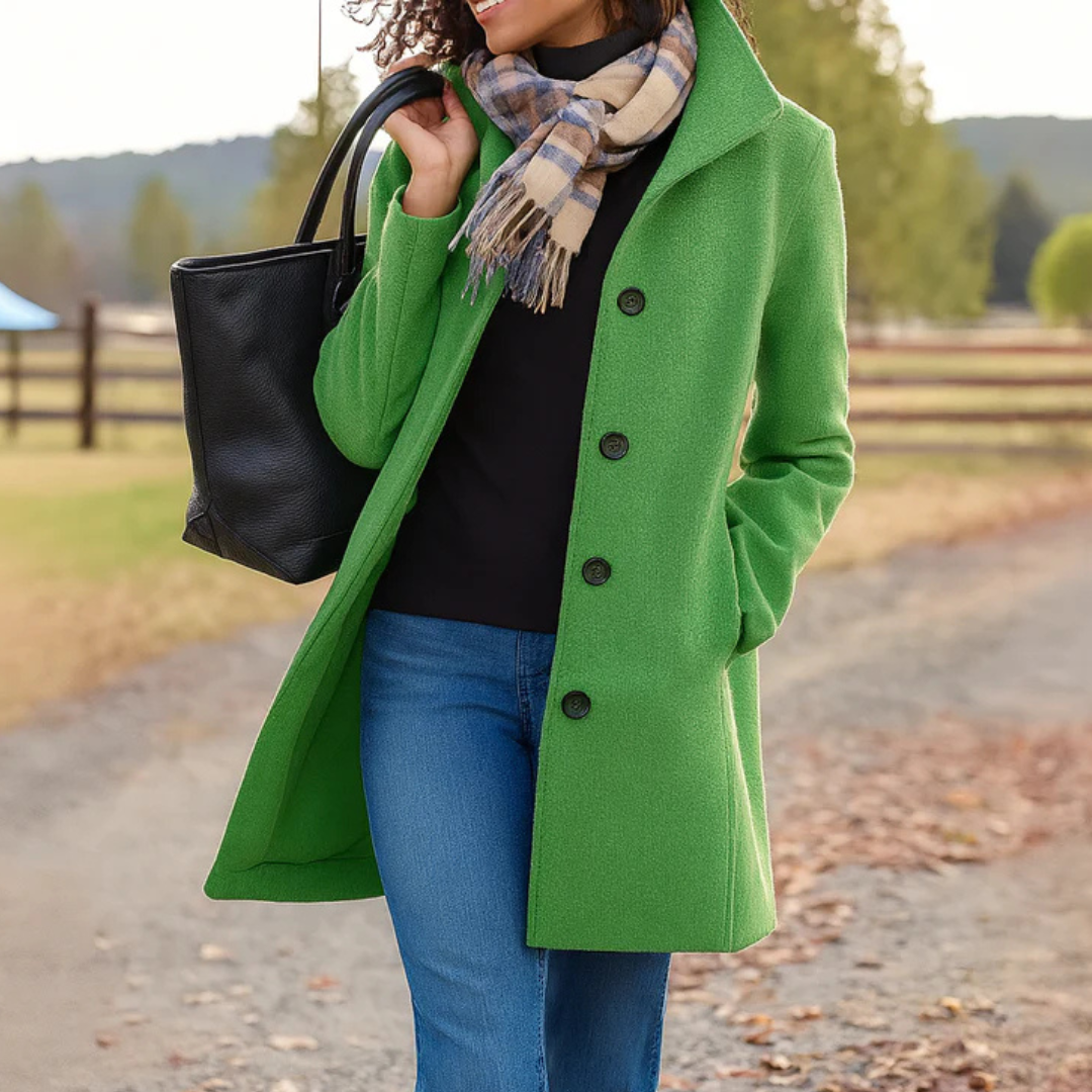 Women's Wool Blend Button-Up Longline Coat