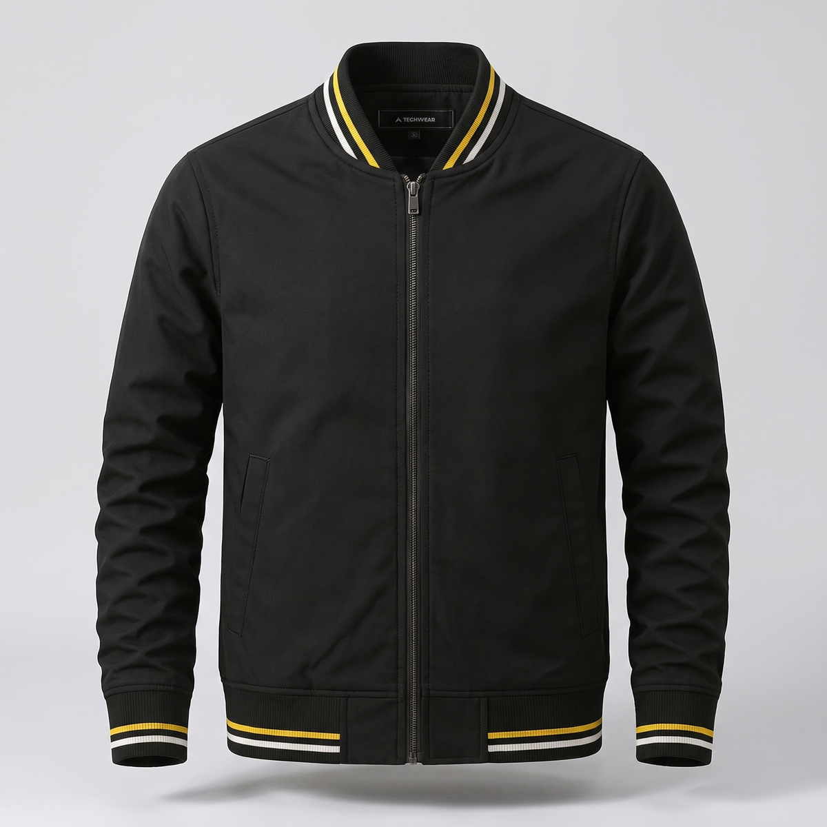 Men's Varsity Style Striped Trim Bomber Jacket