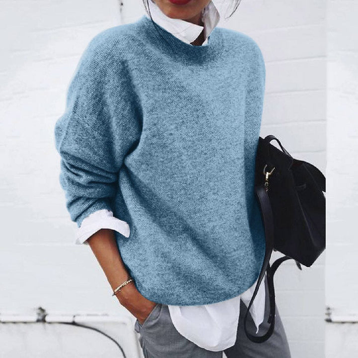 Women's Oversized Mock Neck Layered Knit Sweater