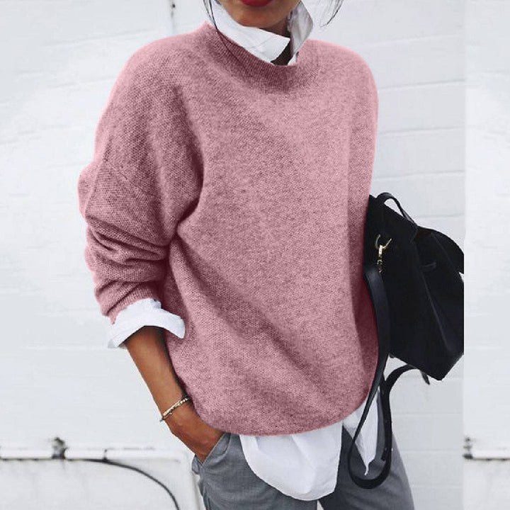 Women's Oversized Mock Neck Layered Knit Sweater