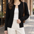Women's Fitted Crew Neck Button-Front Cardigan