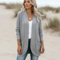 Women's Waffle Knit Open Front Pocket Cardigan