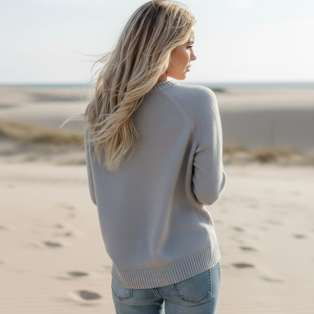 Pull en maille pour femme à col rond avec patchwork de cœurs