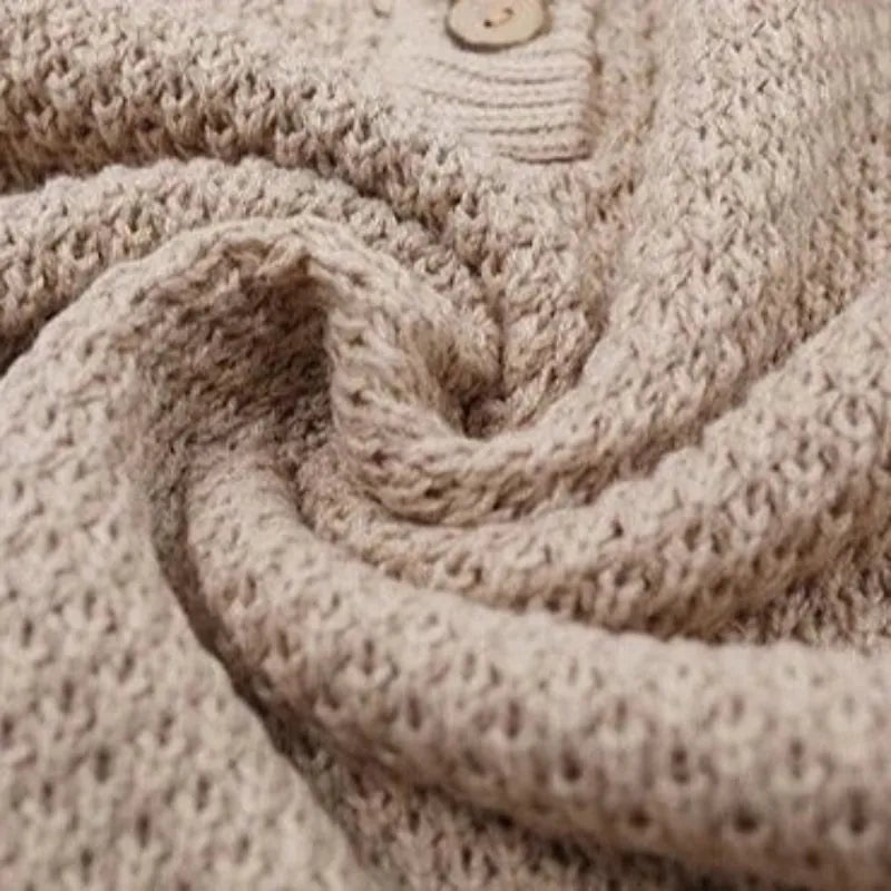Women's Textured Knit Henley Jumper with Side Slits