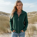 Gilet cardigan pour femme en maille côtelée, zippé et à col