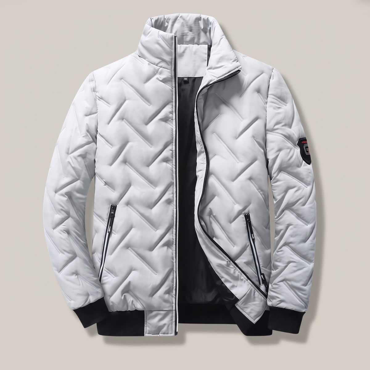 Men's Chevron Quilted Zip-Up Bomber Jacket