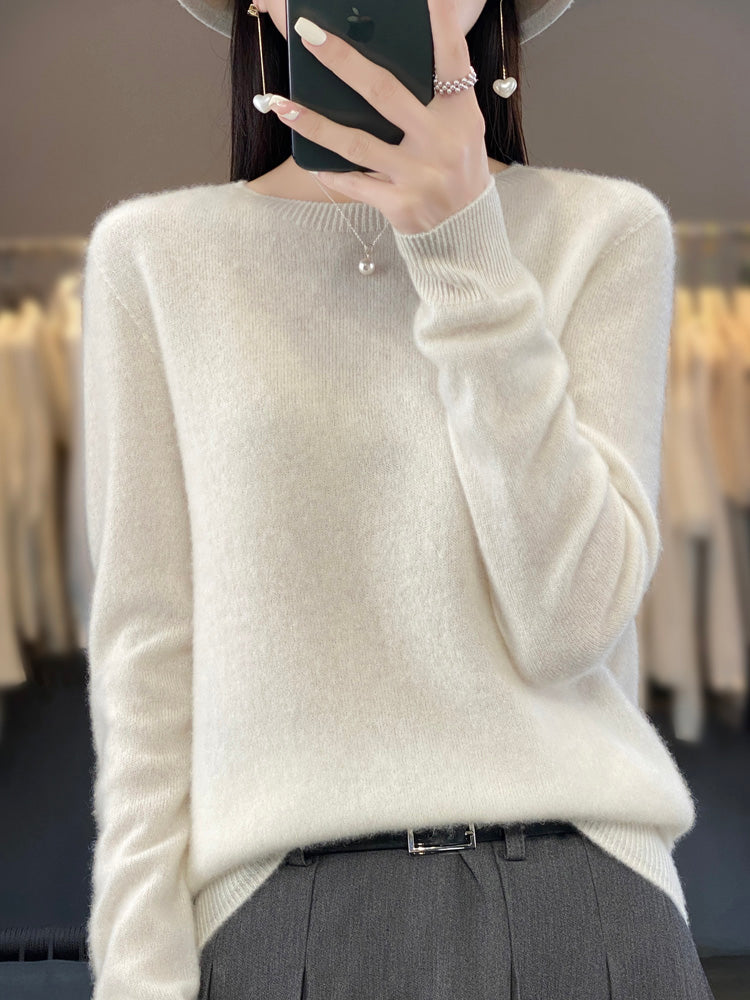 Women's Relaxed Crew Neck Soft Knit Pullover Sweater