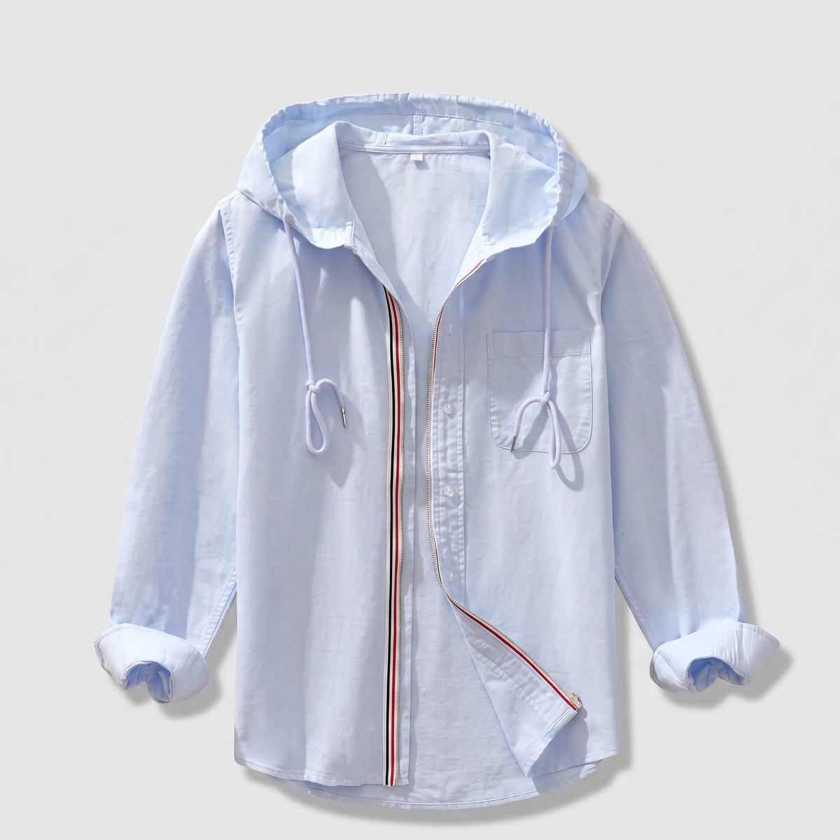 Chemise boutonnée à capuche pour homme en mélange de lin