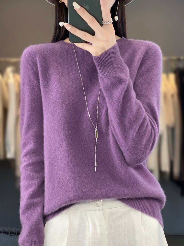 Women's Relaxed Crew Neck Soft Knit Pullover Sweater