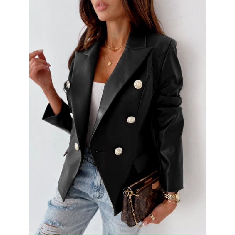 Women's Double-Breasted Button Tailored Blazer
