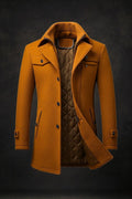Manteau à double col doublé et matelassé pour homme
