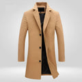 Manteau long à revers crantés et boutonnage simple pour homme