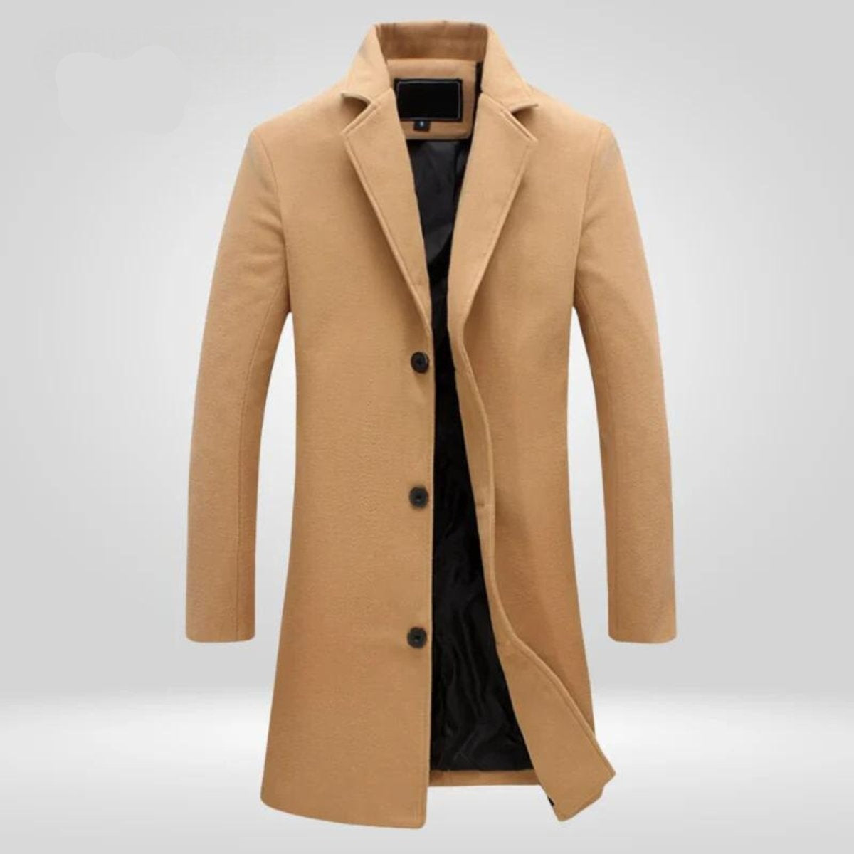 Manteau long à revers crantés et boutonnage simple pour homme