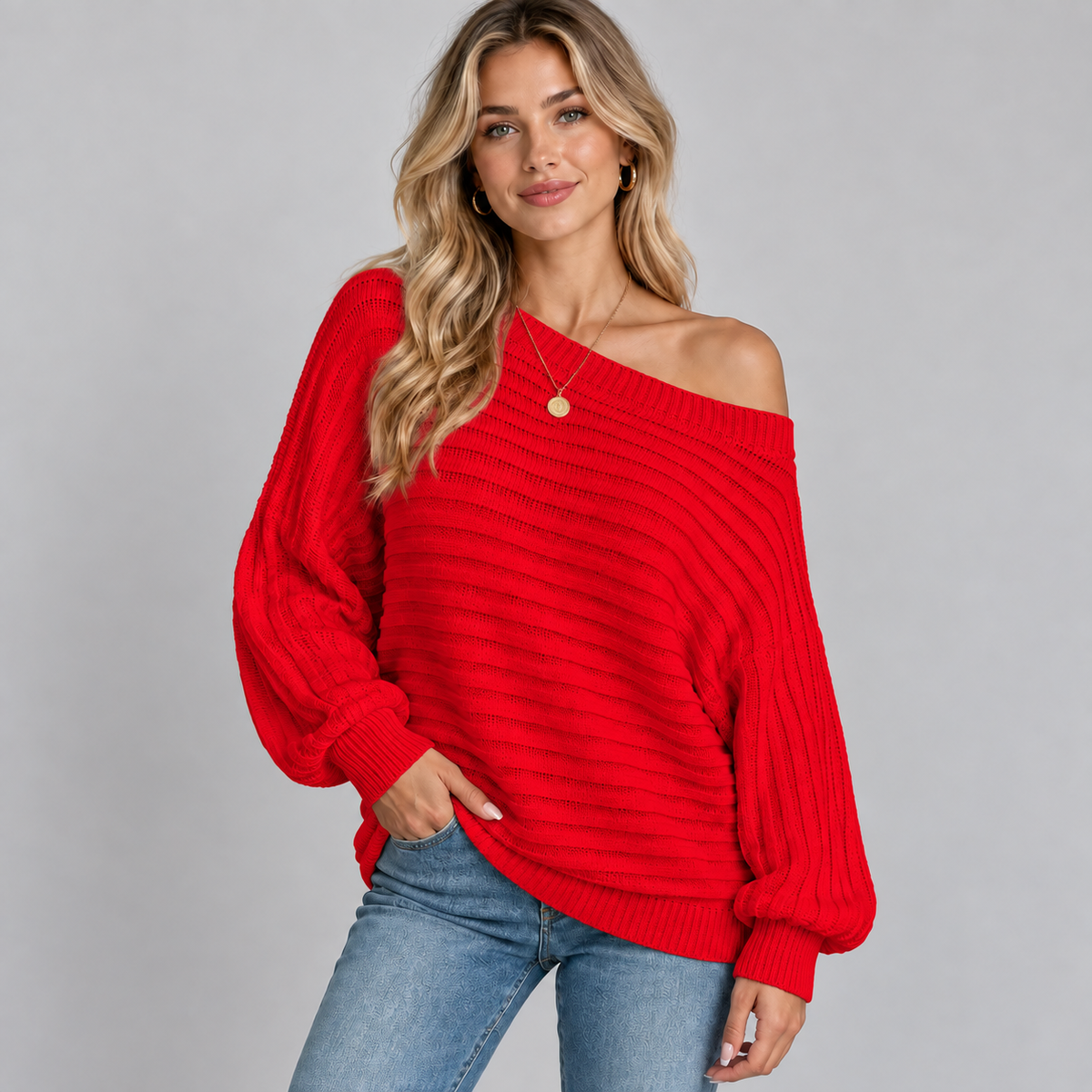 Women's Off-Shoulder Oversized Knit Sweater