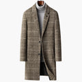 Manteau long à revers crantés à carreaux pour homme