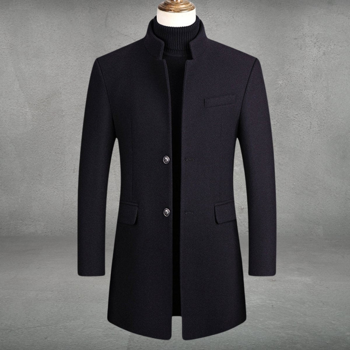 Manteau ajusté à col Mao pour homme