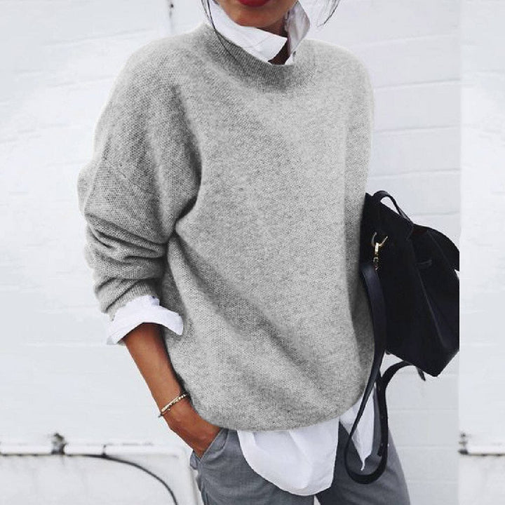 Women's Oversized Mock Neck Layered Knit Sweater