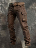 Pantalon cargo droit robuste pour homme avec ceinture