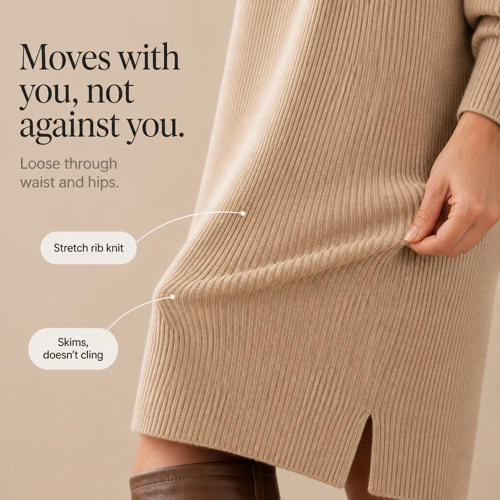 Women's Ribbed Knit Collared Button Sweater Dress