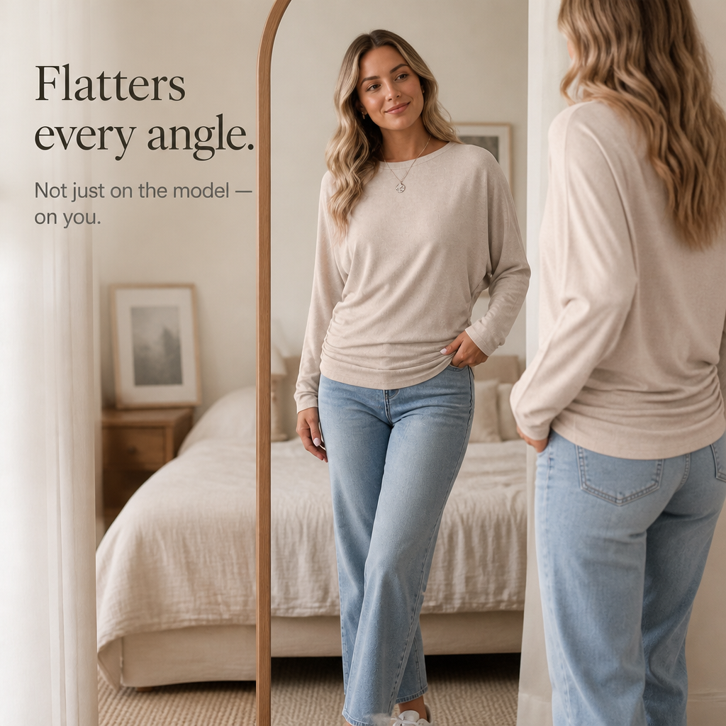 Women's Soft Brushed Dolman Sleeve Tunic Top