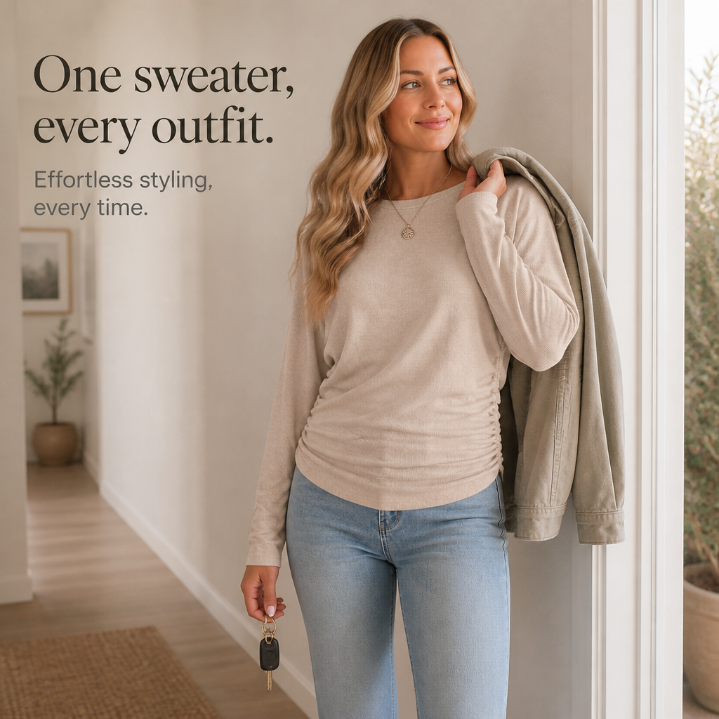 Women's Soft Brushed Dolman Sleeve Tunic Top
