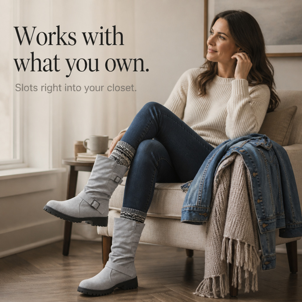 Women's Slouch Buckle Mid-Calf Boots