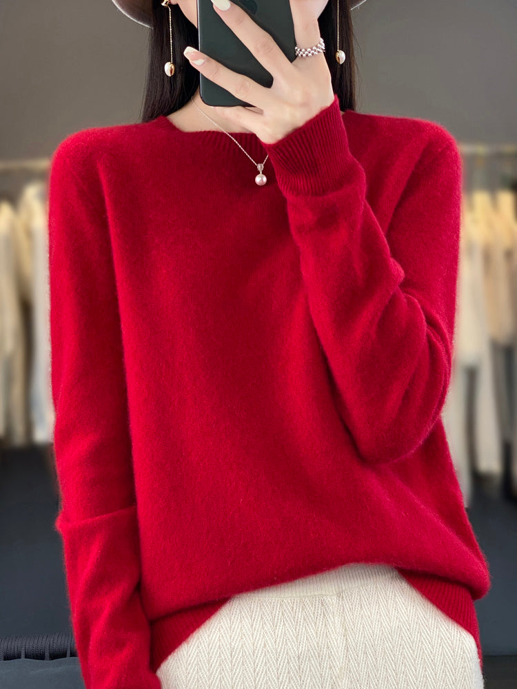Women's Relaxed Crew Neck Soft Knit Pullover Sweater