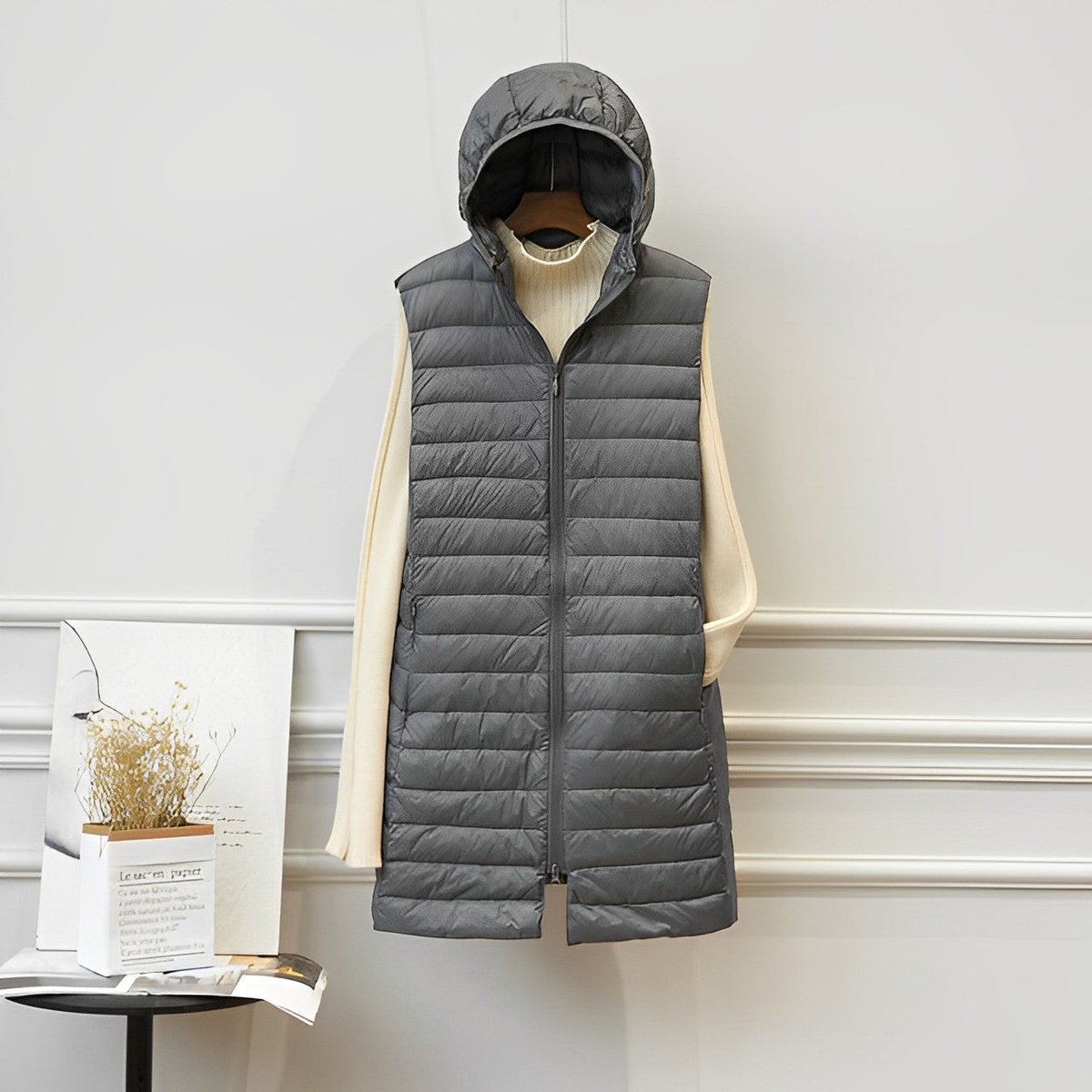 Women's Lightweight Hooded Longline Quilted Gilet