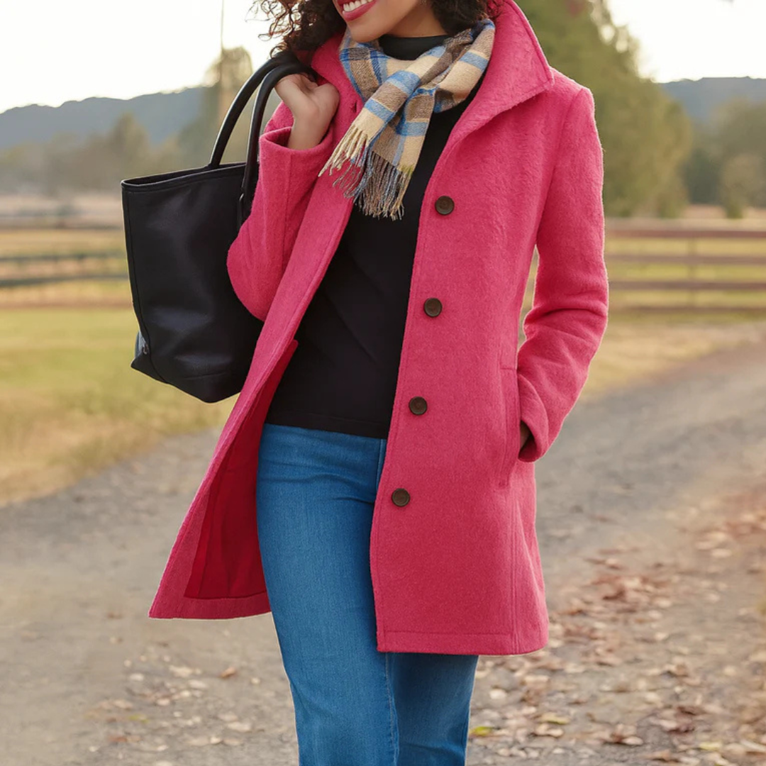 Women's Wool Blend Button-Up Longline Coat