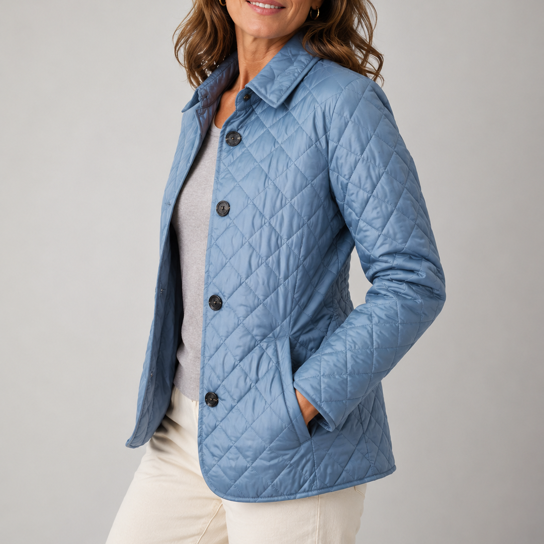 Women’s Diamond Quilted Collared Button Front Jacket