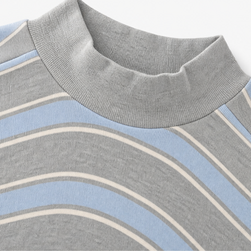Women's Striped Mock Neck Oversized Lounge Set